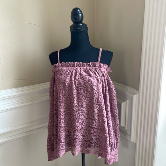 Anthropologie Rose Pink Off-the-Shoulder Top - Picture 1 of 4
